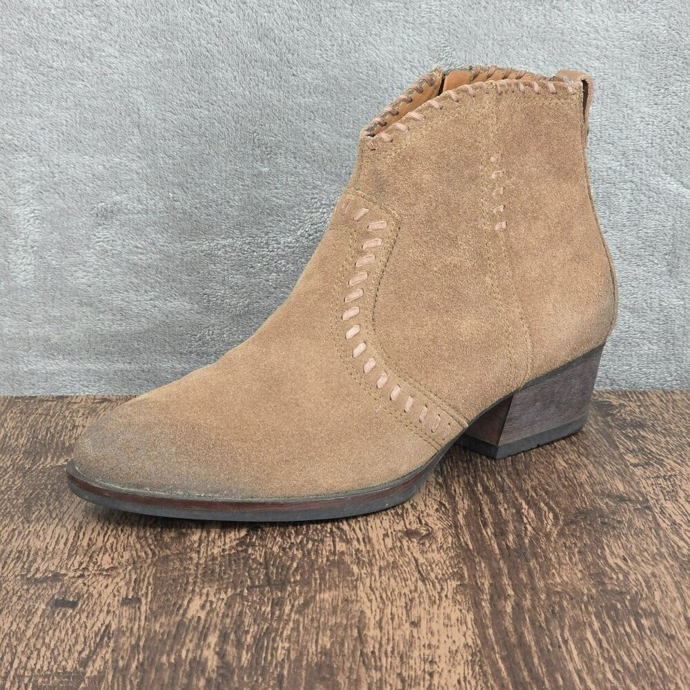 Bussola Alameda Abigail Booties 40 9 Brown Suede Leather Burnished Side Zip Boho
